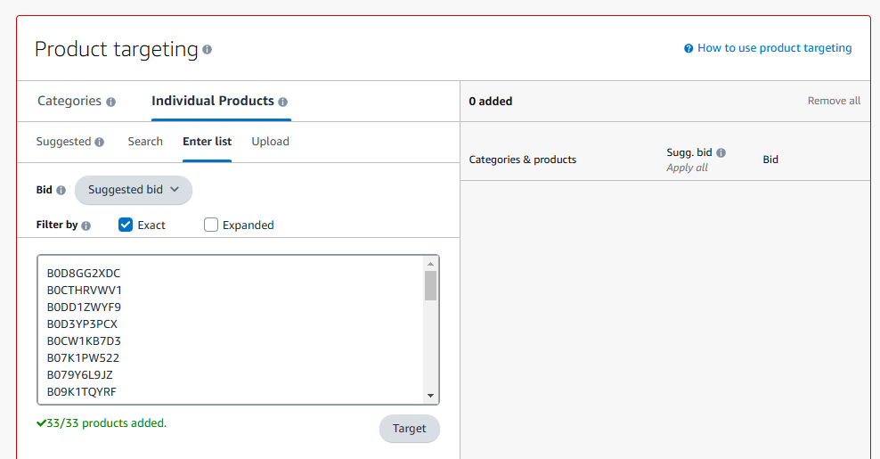 Amazon Ad Product Targeting